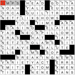 Answer grid for Los Angeles Times crossword 4/13/26 by Pranav Daryanani